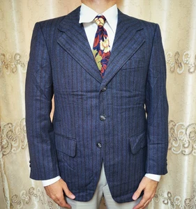 1970s vintage handtailored bespoke all worsted rockabilly disco gray blazer 40S - Picture 1 of 9