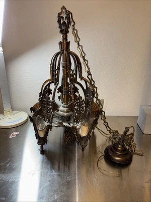 Antique Architectural Salvage Art Deco 5 Light Gothic Chandelier - Image 1 of 4