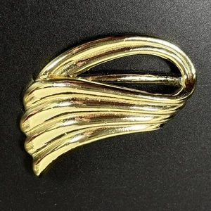 Vintage goldfarben Piscitelli gerippt Flügel Schal Schiebering EUC 1,75"x1" - Bild 1 von 12