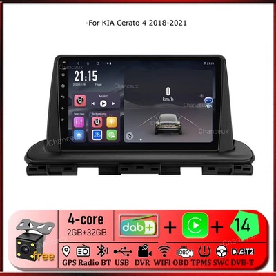 9"Android 14 Autoradio Carplay DAB GPS SAT Navi WIFI BT For KIA Cerato 2018-2021 - Image 1 of 4
