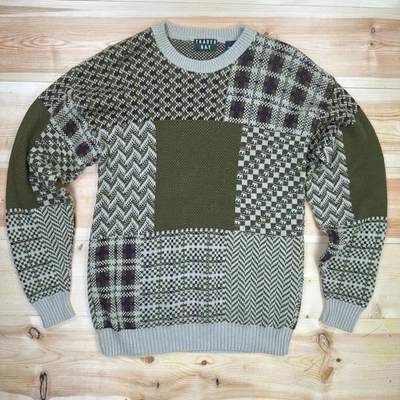 Vintage Trader Bay Sweater Men's Medium Cotton Blend Pullover Patchwork Grandpa - Image 1 of 4