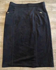 Vintage J. McLaughlin CINDY Black Faux Suede Skirt Size 14 - Picture 1 of 10