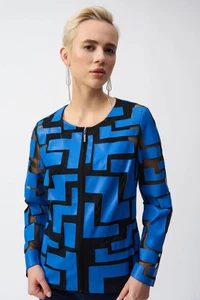Veste ajustée abstraite maille et simili cuir Joseph Ribkoff 251932 - Photo 1/36