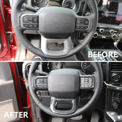 Premium Carbon Fiber Steering Wheel Lower Cover Trim for Ford F150 2021 2023 - Image 1 of 4