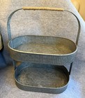 2-Tier Galvanized Metal Tray, Rustic Fruit Basket, Farmhouse Kitchen Table Decor