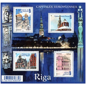 FEUILLET N°F4938 "CAPITALE RIGA" BLOC DE TIMBRES NEUFS** DE FRANCE ANNÉE 2015 - Picture 1 of 2