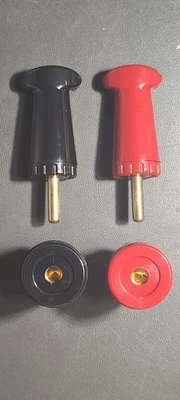 2 SETS THE SUPERIOR ELECTRIC PS50/RS50 PINS/SOCKETS, RED/BLACK 125-250V 50AMP. - Image 1 of 3