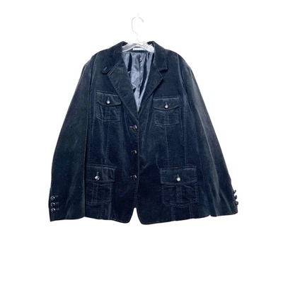 Liz Claiborne Black Velvet Utility Blazer Jacket Women's Plus 3X Military Style - Image 1 of 4