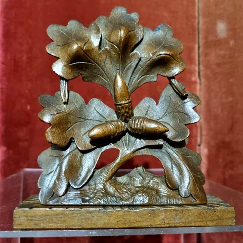 Scroll oak acorn leaf wood carving pediment Antique French architectural salvage Cover