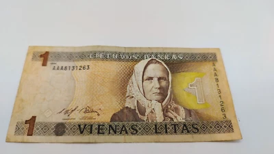 RARE Lithuania 1 Litas Banknotes Made 1994 Years Collectible Deleted From Produc - Image 1 of 4