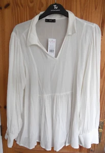 CAMISA BLUSA BLANCA INVIERNO F&F 18 MUJER TALLA GRANDE NUEVA CON ETIQUETA TOP - Imagen 1 de 5