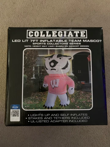 Wisconsin State 7ft LED Inflatable Mascot Collegiate NIB Blow Up Cover