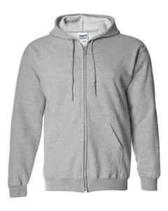 Gildan - Large Heavy Blend Full-Zip Hooded Sweatshirt 18600 Sport Grey - Picture 1 of 2