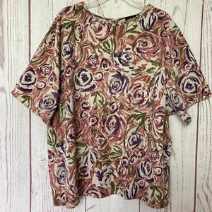 Vintage Toni Garment for CC Magic 3X XXXL Top T-shirt Floral Rose Print USA Made - Picture 1 of 7