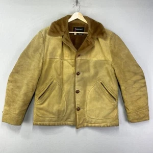 VTG 60s Pennys Suede Jacket Mens Medium Fur Lined Western Workwear Distressed - Picture 1 of 16