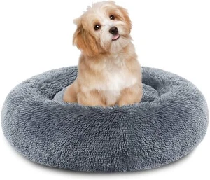Waterproof Bottom Round Dog Pet Beds Calming Donut Cuddler Cozy Soft Cat Beds - Picture 1 of 6