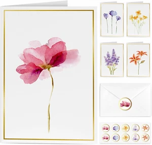 30 Pack Blank Greeting Cards with Envelopes, 5 Assorted Floral Designs - Picture 1 of 12