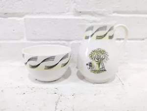 Wedgwood Eric Ravilious Garden Cream and Sugar Set England Black Yellow - Picture 1 of 14