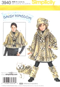 DAISY KINGDOM Abrigo, Sombrero, Calentadores de Piernas, Abrigo para Perro, Capelet Simplicity Pattern 3940 - Imagen 1 de 2