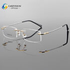 Titanium Alloy Rimless Flexible Eyeglasses Frame Rectangle Eyewear Frame Glasses