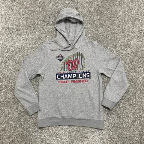 Washington Nationals Sweater Mens Medium Grey Hooded MLB Baseball World Series Cover