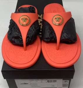 Versace Medusa Flip Flop Sandals Coral Gold with Dust Bag Women US 6 EU 36 NIB - Picture 1 of 19