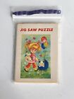 1966 Premium Cracker Jack Prize Jig Saw Puzzle of Girl Cat Dog and Stroller Toy