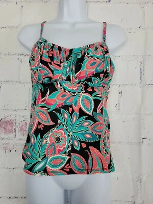 Tankini floral multicolor verde aguamarina solo correa de espagueti ajustable mediana Foto 1 de 4