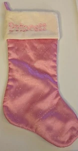 Princess Christmas Stocking Pink Baby Girl Nursery Satin 18inch Glitter  - Picture 1 of 7