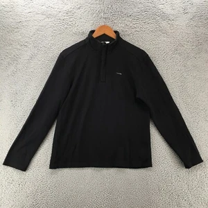 Calvin Klein Sweatshirt Mens Medium Black Fleece Long Sleeve Pullover Half Zip - Picture 1 of 11