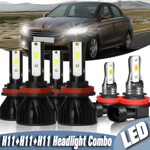 H9 H11 LED Headlights Combo Kit High Low Beam+Fog Light Bulbs Super White Bright - Picture 1 of 18