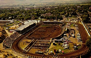ELLENSBURG WA Washington Aerial View of Annual RODEO Vintage Postcard - Picture 1 of 2