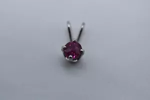 New 14k White Gold 4 Prong Ruby Pendant. .52cts. 4.4mm - Picture 1 of 9