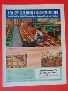1941 ARMSTRONG'S ASPHALT TILE New Low-Cost Floor art print ad - Picture 1 of 1