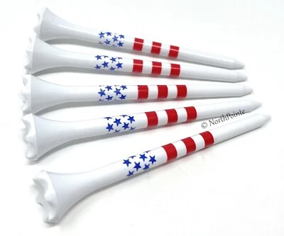 Made In USA Golf Tees 3 ¼” USA Stars & Stripes American Flag 100 Ct Bulk NEW - Image 1 of 3