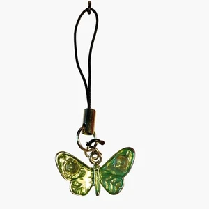 Handyanhänger Taschenschlüssel grün Schmetterling Emaille Strass - Bild 1 von 3