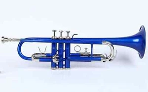 Trumpet SALE!! BEAUTIFUL QUALITY SOUNDS Bb SILVER BLUE TRUMPET FREE CASE+M/P - Picture 1 of 3