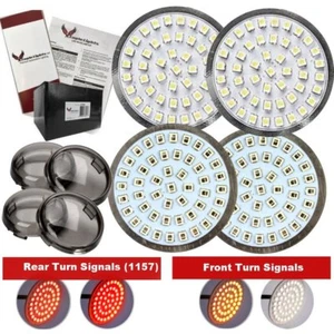 Eagle Lights Harley 2" LED Turn Signal Kit w Smoked Lenses Front 1157 Rear 1157  - Picture 1 of 8