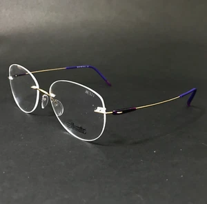 Silhouette Eyeglasses Frames 5500 BB 7530 Purple Gold Dynamics 53-19-140 - Picture 1 of 11