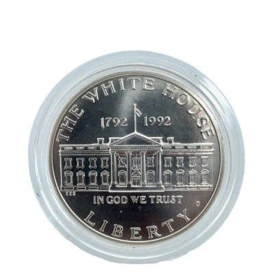 1992 D White House BU. Mint State 90% Silver Commemorative Dollar in Capsule - Image 1 of 4
