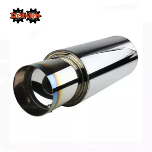 2.5" Inlet Round Turbo Muffler Single Tip For Honda Civic Accord S2000 Fit - Foto 1 di 8