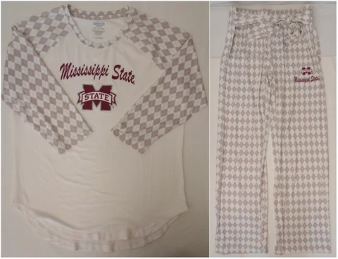 Mississippi State Bulldogs Womens M Accord 3/4 Sleeve Top & Pant Set Sleepwear Cover