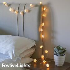 4m White Rose Flower LED Clear Cable Bedroom Indoor Battery Fairy String Lights