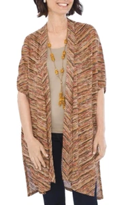 Chicos Ruana Kimono Cardigan Einheitsgröße vorne offen Space Dye Streifen neu mit Etikett - Bild 1 von 15