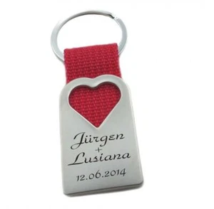 Schlüsselanhänger-Herz gravieren lassen Valentinstag personalisierte Geschenke - Bild 1 von 2