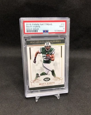 2016 National Treasures Matt Forte /10 GOLD SSP No. 72 (1/10 BOOKEND) PSA 9 MINT - Image 1 of 4
