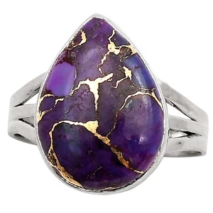 Copper Purple Turquoise - Arizona 925 Sterling Silver Ring s.10 Jewelry R-1003 - Picture 1 of 5