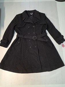 De La Creme Women's Herringbone Tweed Blend Trench Coat 22 New* - Picture 1 of 10