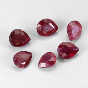 Pear Natural Heated Blood Red Ruby Madagascar Lot 7pcs 5.47ct 6.5x5mm Gemstone - Picture 1 of 14