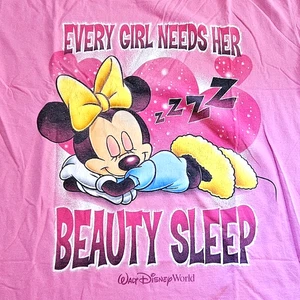 Vintage 90s Y2K Disney Minnie Mouse Beauty Sleep T Shirt OSFA Women's - Picture 1 of 7